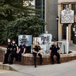 police sitting at Black Lives Matter protest